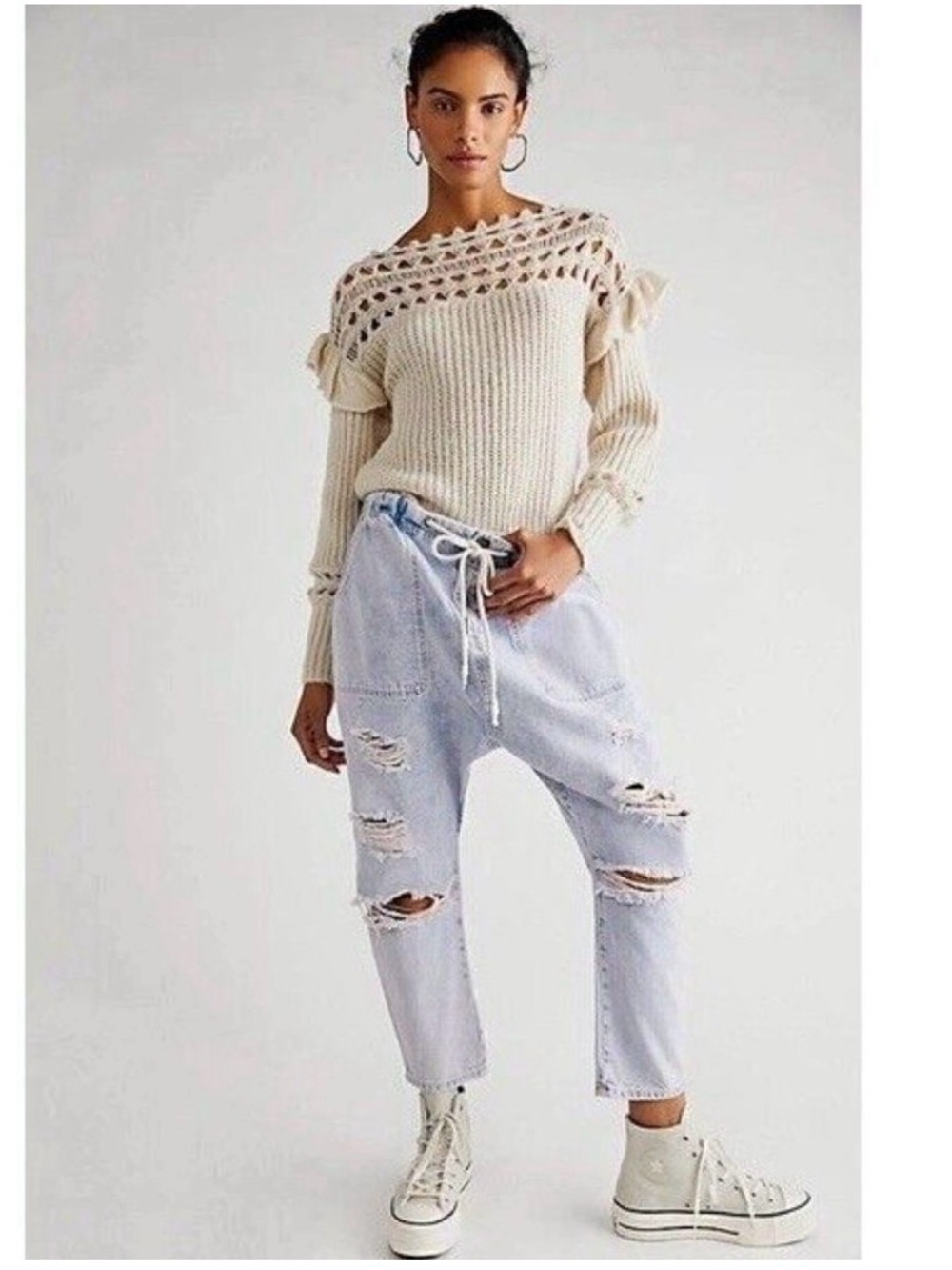 One Teaspoon Shabbies Kingpins Drawstring Boyfriend Jeans Blue/Pink Size XS